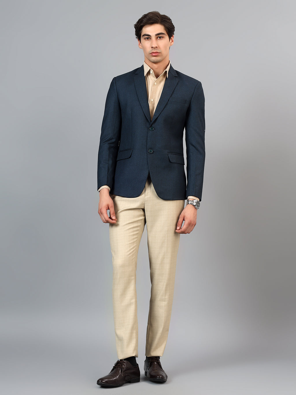Men's Peacock Slim Fit Solid Single Breasted Formal Blazer