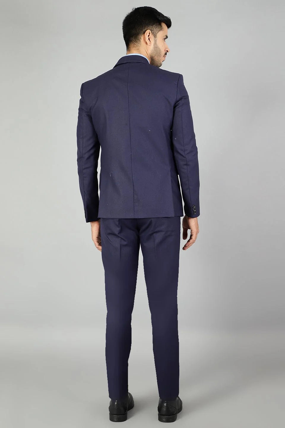 Polyester Cotton Plain Blue Two Piece Suit