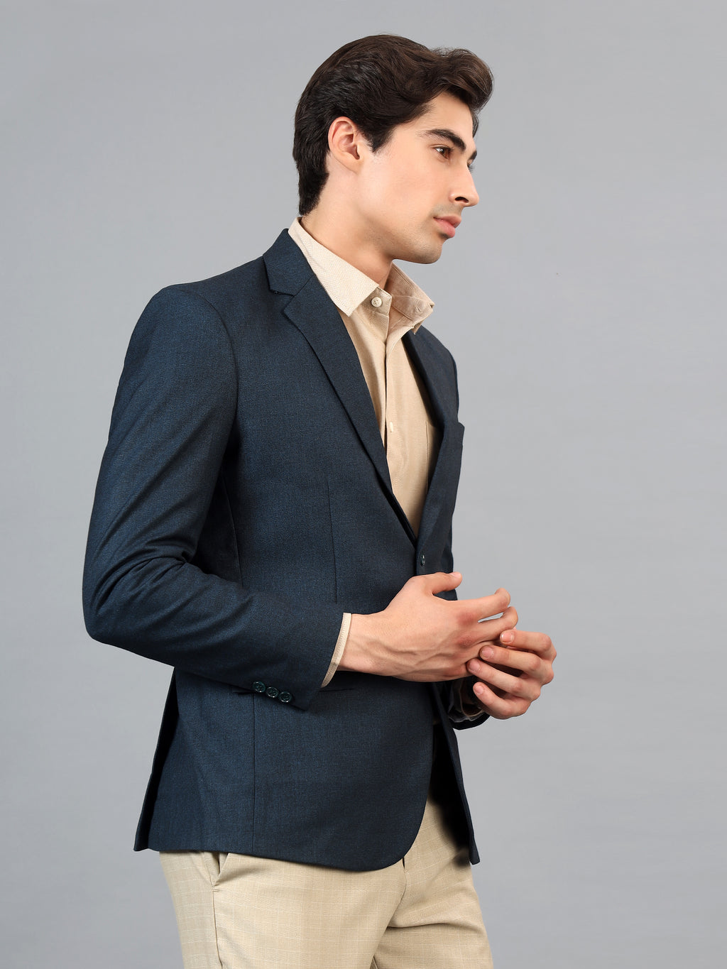 Men's Peacock Slim Fit Solid Single Breasted Formal Blazer