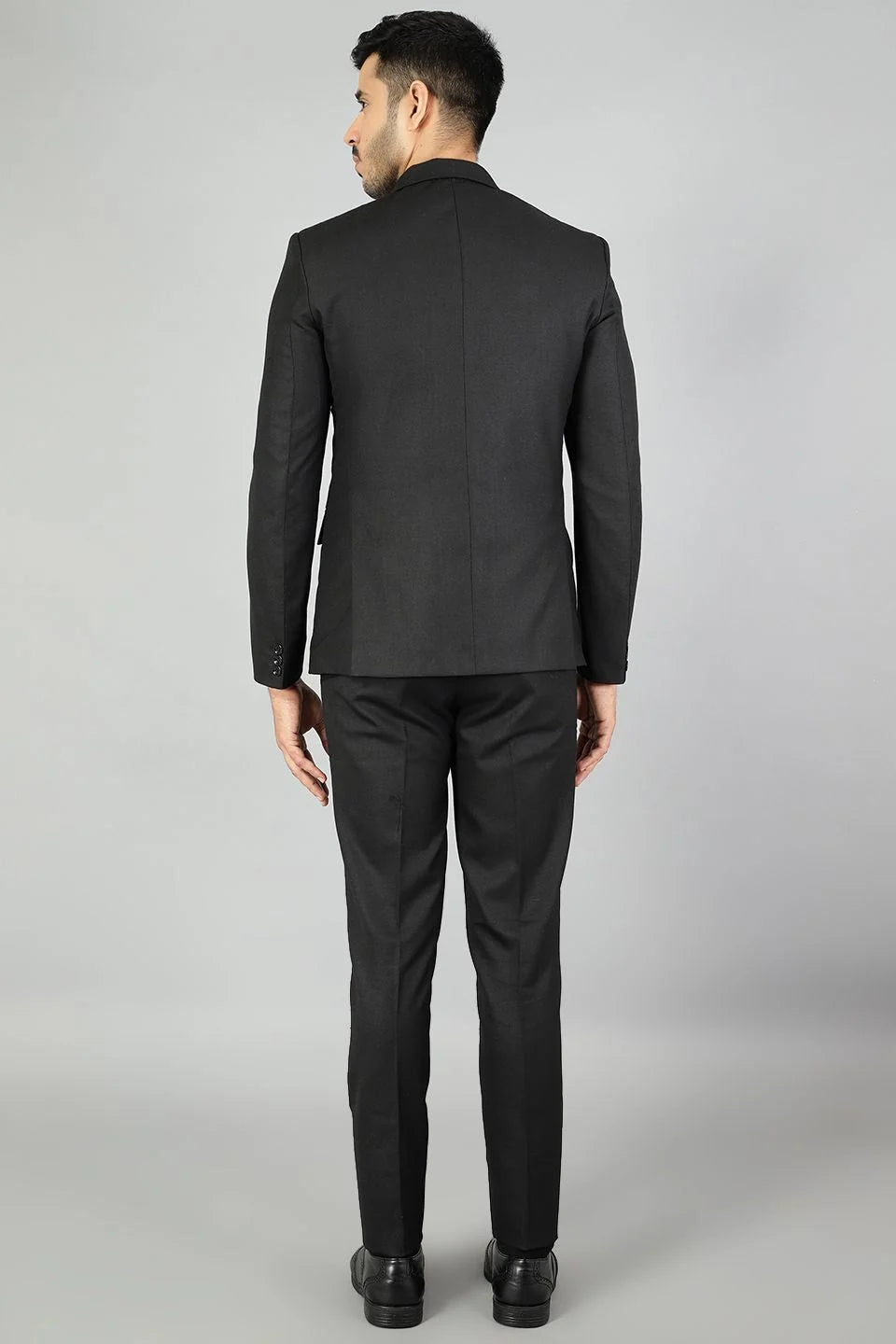 Polyester Cotton Plain Black Three Piece Suit