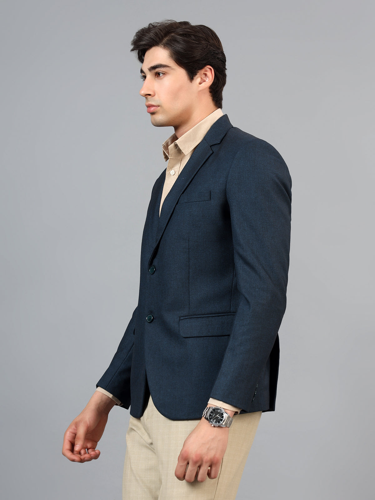 Men's Peacock Slim Fit Solid Single Breasted Formal Blazer