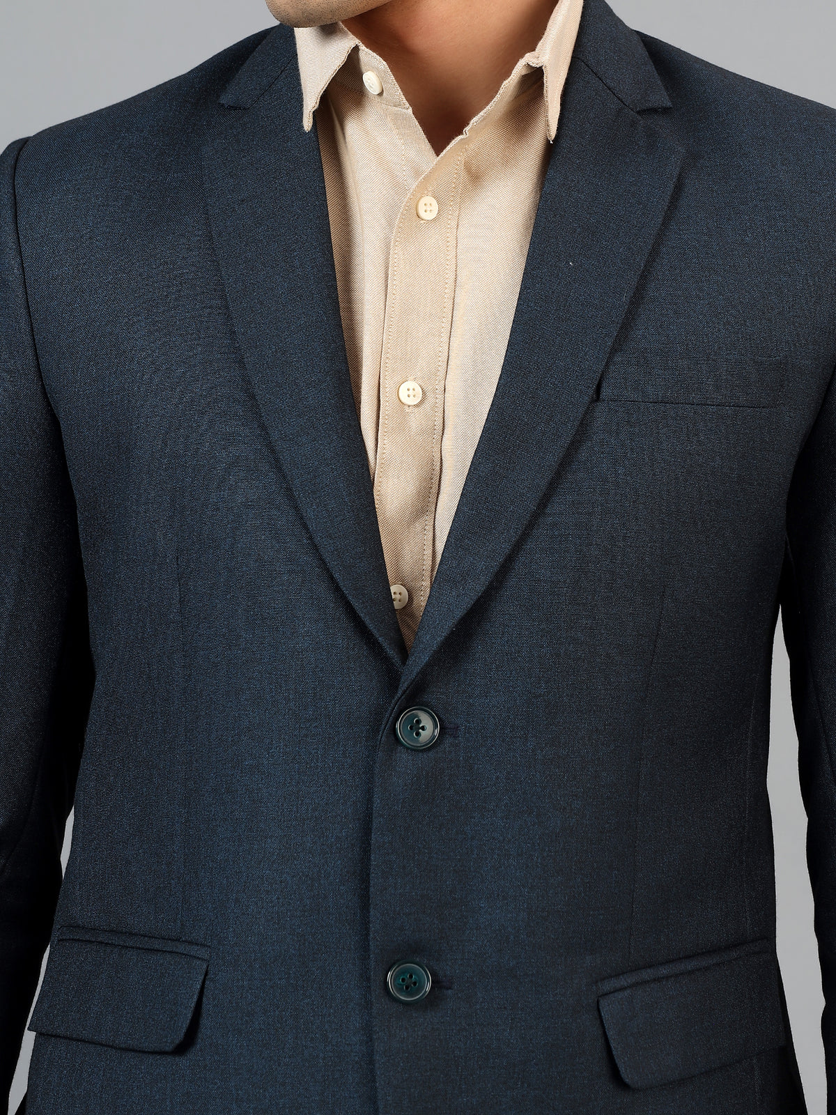 Men's Peacock Slim Fit Solid Single Breasted Formal Blazer