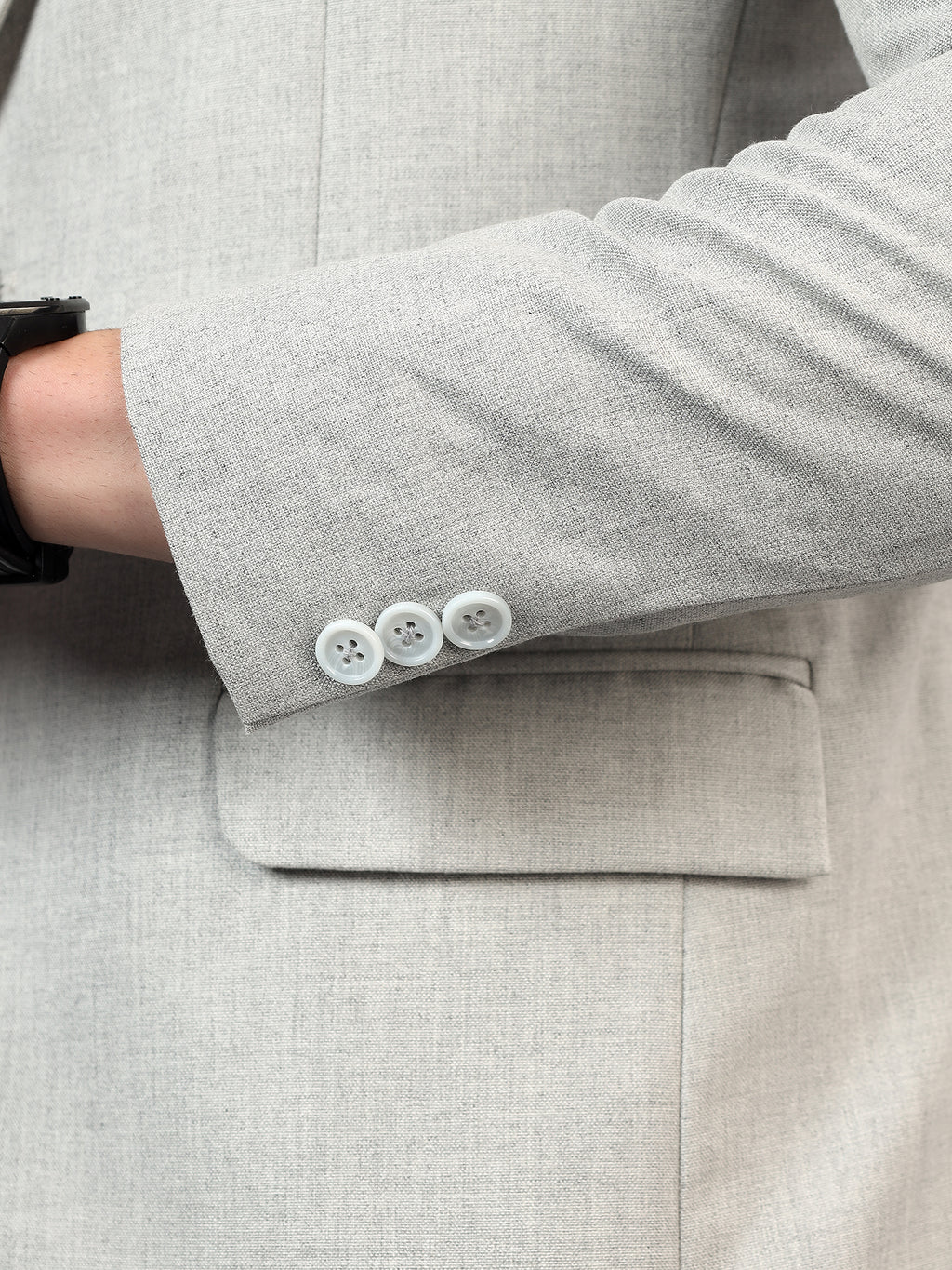 Men's LightGrey Slim Fit Solid Single Breasted Formal Blazer
