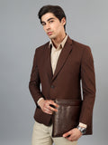 Men's Brown Slim Fit Solid Single Breasted Formal Blazer