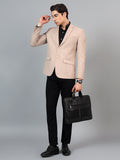 Men's Beige Slim Fit Solid Single Breasted Formal Blazer