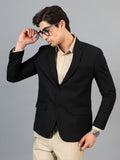 Men's Black Slim Fit Solid Single Breasted Formal Blazer