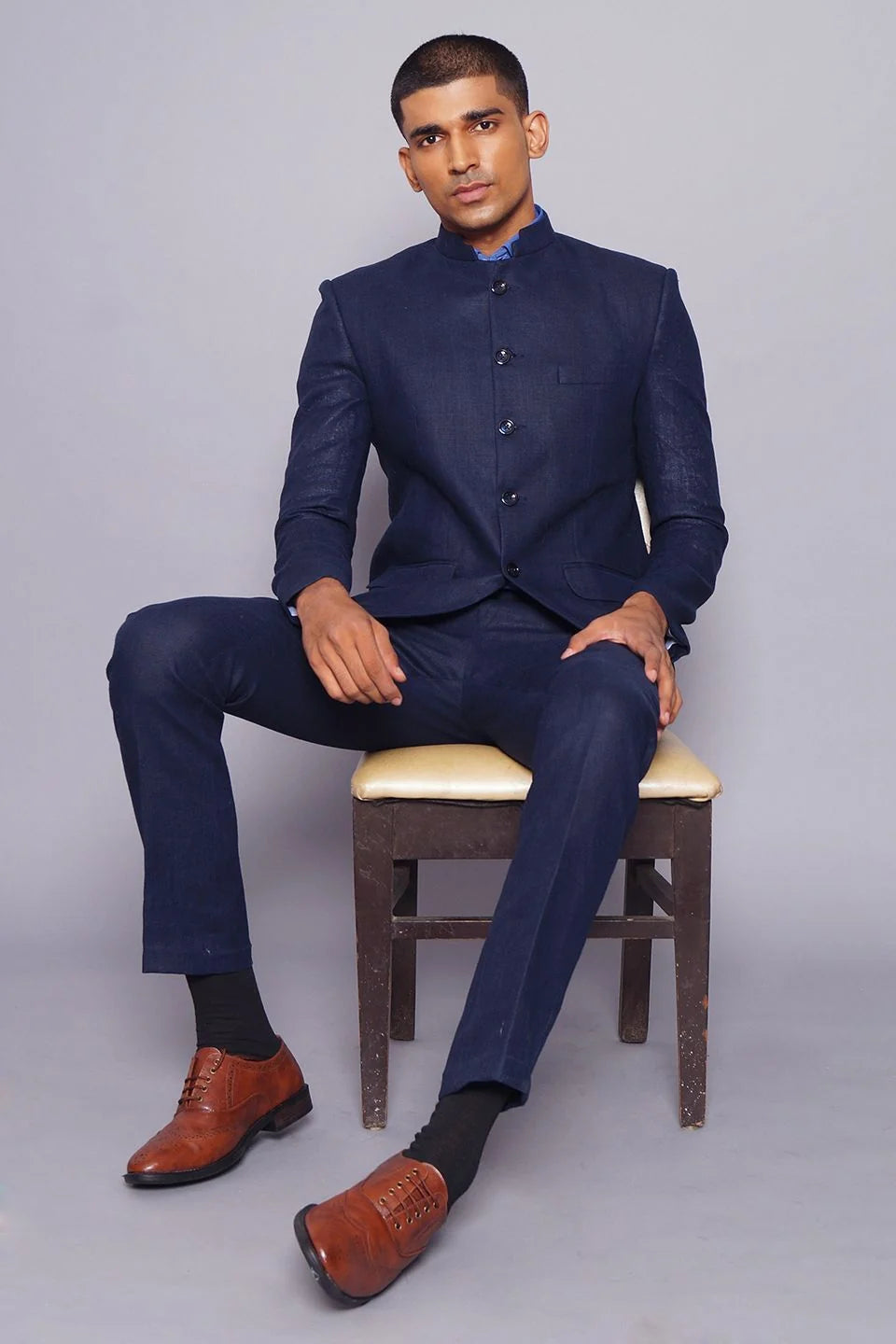 Pure Linen Blue Suit