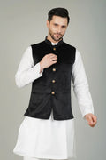 Black Velvet Nehru Jacket For Men